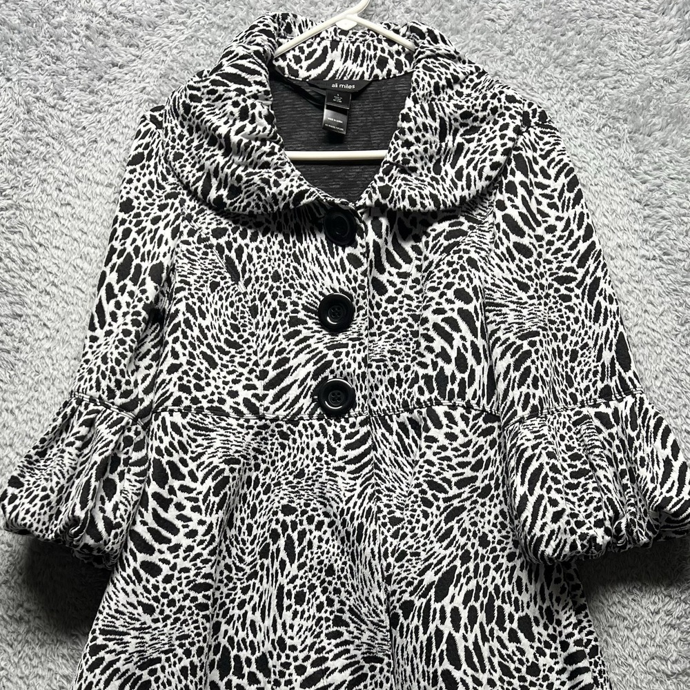 Ali Miles Jacket Womens Small Black White Animal Print Swing Bell Sleeves Fairy - Picture 6 of 15